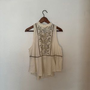 NWT Free People Floral Pineapple Embroidered Lace Tank Top Size L